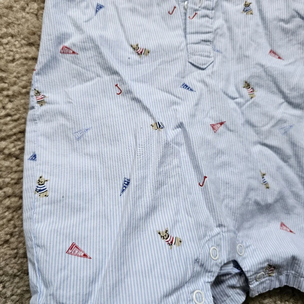 Janie and Jack striped frenchie french bulldog flag romper one piece 3-6 months